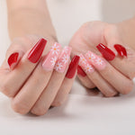 Faux Ongles Rouge et Rose Fleuris | OnglesOnline