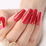 Faux Ongles Rouge avec Or | OnglesOnline