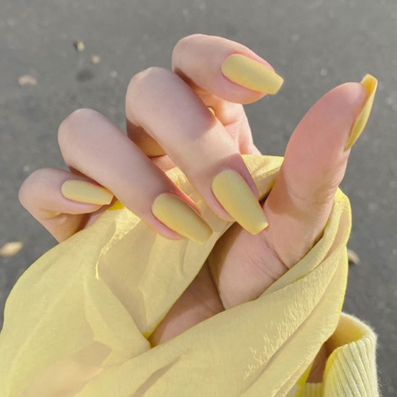 Faux Ongles Jaune Moutarde | OnglesOnline