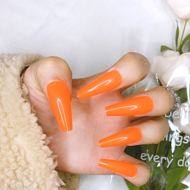 Faux Ongles Orange Fluo | OnglesOnline