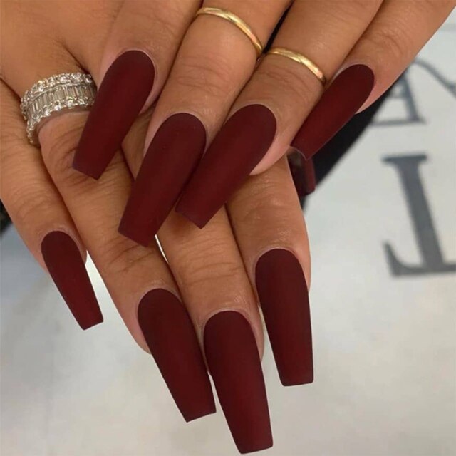Faux Ongles Bordeaux Mat | OnglesOnline