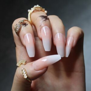 Faux Ongles Rose Dégradé et Blanc | OnglesOnline