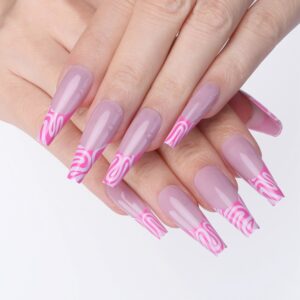 Faux Ongles Violet à Motifs Rose Faux Ongles Violet Clair Motifs Rose | OnglesOnline