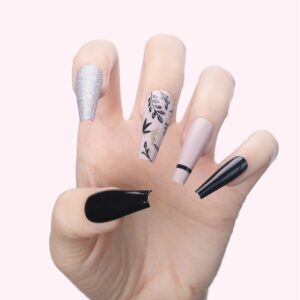 Faux Ongles Noir Pailletés | OnglesOnline