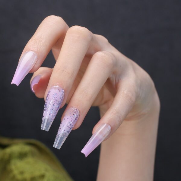 Faux Ongles Violet Transparent à Paillettes Faux Ongles Violet Transparent à Paillettes | OnglesOnline