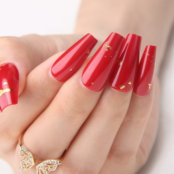 Faux Ongles Rouge avec Or Faux Ongles Rouge avec Or | OnglesOnline