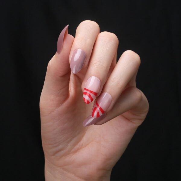 Faux Ongles Marron Nude et Rouge Faux Ongles Transparent Marron et Rouge | OnglesOnline
