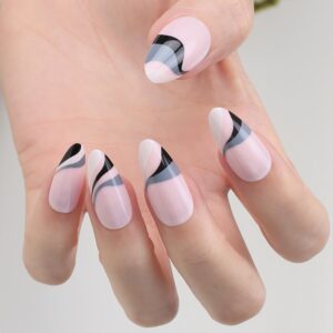 Faux Ongles Swirls Gris et Noir Faux Ongles Swirls Gris et Noir | OnglesOnline