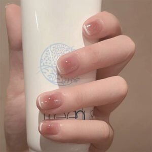 Faux Ongles Couleur Rose Pâle – faux ongles courts rose pâle effet gel transparent | OnglesOnline