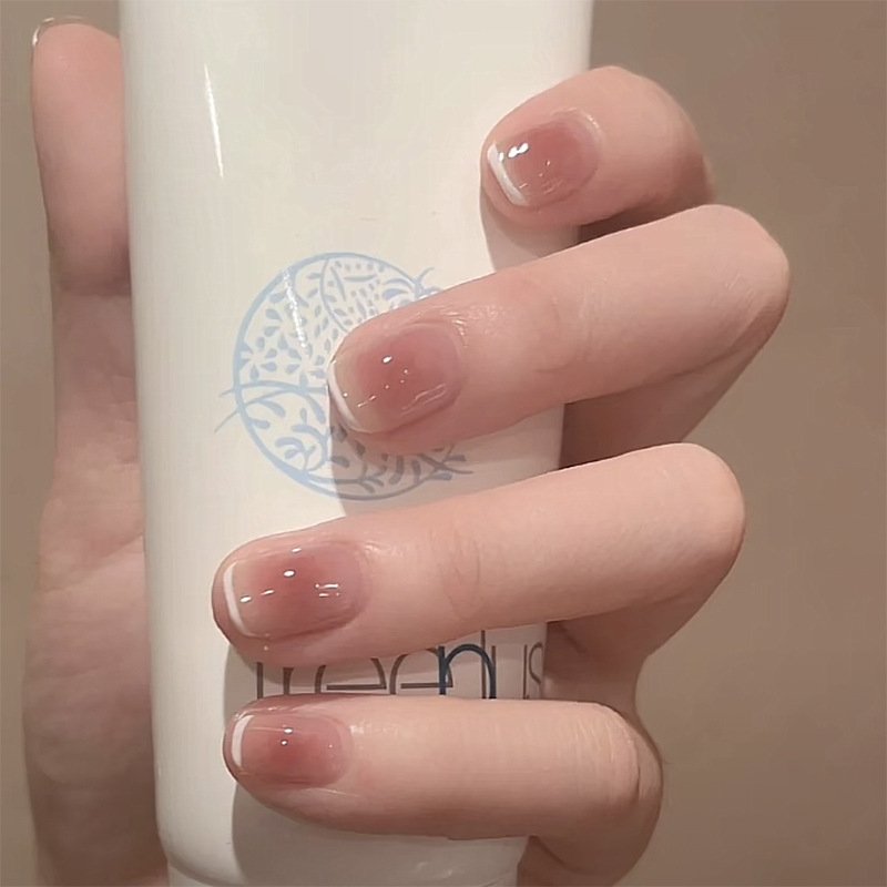 Faux Ongles Couleur Rose Pâle – faux ongles courts rose pâle effet gel transparent | OnglesOnline