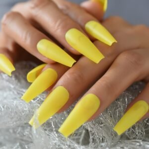 Faux Ongles Jaune Mat – faux ongles ballerine longs jaune vif | OnglesOnline