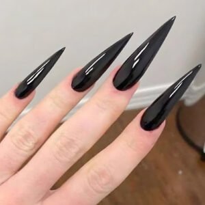 Faux Ongles Noir Brillant Faux Ongles Noir Brillant – faux ongles stiletto longs noir brillant | OnglesOnline