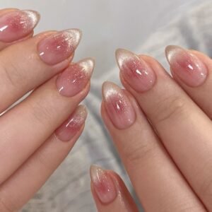 Faux Ongles Ombré Faux Ongles Ombré – faux ongles amande rose dégradé à pointes pailletées | OnglesOnline