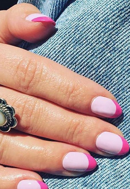 Ongles en Gel Manucure française avec bloc de couleurs
