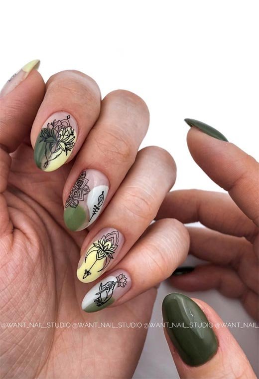 Ongles de Printemps Art Linéaire Complexe