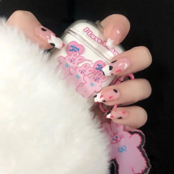 Faux ongles Nail Art carrés moyens, french rose et blanche Faux Ongles Nail Art | OnglesOnline